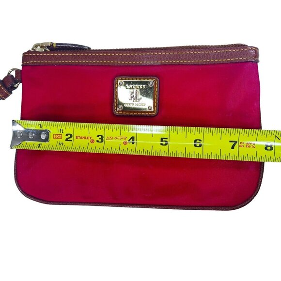 Ralph Lauren Red Makeup Toiletry Cosmetic Small Travel Pouch Bag Leather Strap - Picture 5 of 13